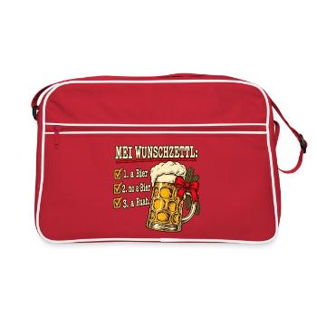 Mei Wunschzettl Bier Weihnachten bairisch - Retro Tasche - Rot/Weiß - Vorne