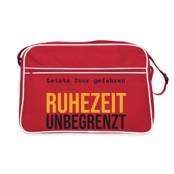 Rente LKW – Ruhezeit unbegrenzt - Retro Tasche - Rot/Weiß - Vorne