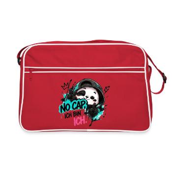 Panda Graffiti: No Cap Ich BinIch - Retro Tasche - Rot/Weiß - Vorne