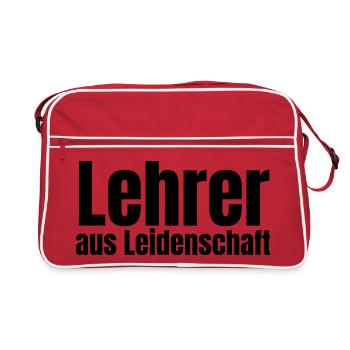 Lehrer aus Leidenschaft Grundschule Geschenk - Retro Tasche - Rot/Weiß - Vorne