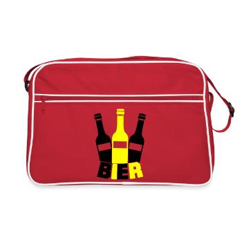 Gelbe Flaschen Silhouette - Retro Tasche - Rot/Weiß - Vorne