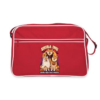 Spooky Night Loyal Company – Shiba Inu Halloween - Retro Tasche - Rot/Weiß - Vorne