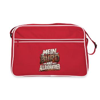 Mein Büro hat Allradantrieb – Baustellen Spruch - Retro Tasche - Rot/Weiß - Vorne