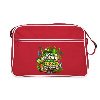 Gärtner mit 200% Leidenschaft - Retro Tasche - Rot/Weiß - Vorne