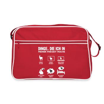 Lustiges Alpaka & Lama Motiv Geschenk - Retro Tasche - Rot/Weiß - Vorne