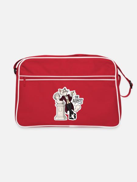 Katzenaristokrat: Die Kühnheit - Retro Tasche - Rot/Weiß