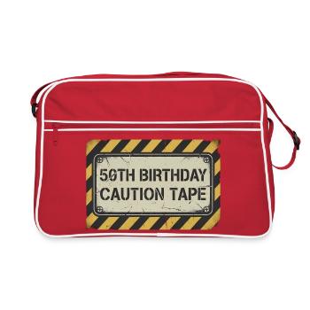 50th Birthday Caution Tape - Retro Tasche - Rot/Weiß - Vorne