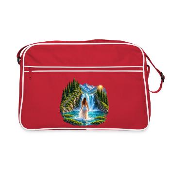 Magischer Wasserfall - Retro Tasche - Rot/Weiß - Vorne