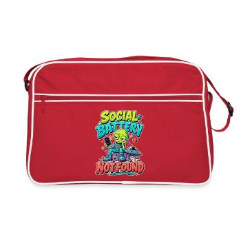  Social Battery Not Found Außerirdischer - Retro Tasche - Rot/Weiß - Vorne