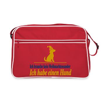 Kein Weihnachtswunder Ich habe einen Hund - Retro Tasche - Rot/Weiß - Vorne