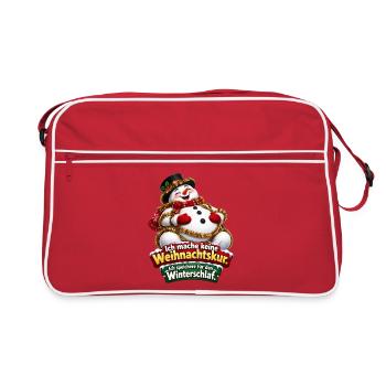 Schneemann mit Weihnachtsspruch - Retro Tasche - Rot/Weiß - Vorne