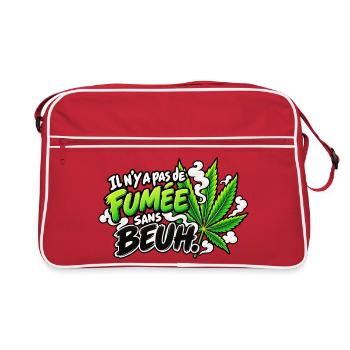 Ohne Gras gibt es keinen Rauch Cannabis Pop Art - Retro Tasche - Rot/Weiß - Vorne