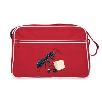 Kraftvolle Ameise mit Kaffee und Zucker - Retro Tasche - Rot/Weiß - Vorne