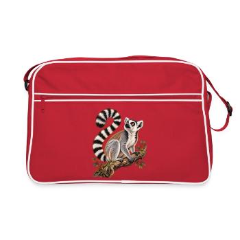 Katta im Geäst - Retro Tasche - Rot/Weiß - Vorne
