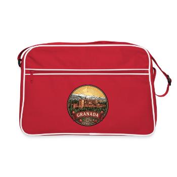 Granada Spanien Reiseabzeichen Alhambra Palast Geschenk - Retro Tasche - Rot/Weiß - Vorne