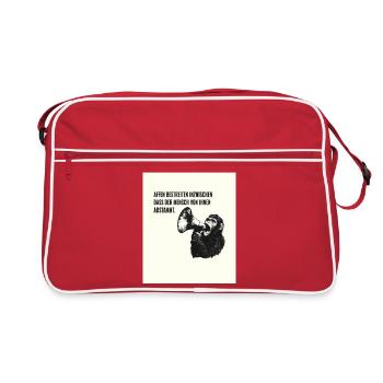 Affen und die menschliche Abstammung - Retro Tasche - Rot/Weiß - Vorne