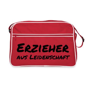 Erzieher aus Leidenschaft Kita Geschenk - Retro Tasche - Rot/Weiß - Vorne