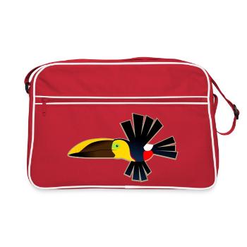 Schrulliger Fukan-Fukan-Kastanien-Mandibel-Toukan - Retro Tasche - Rot/Weiß - Vorne