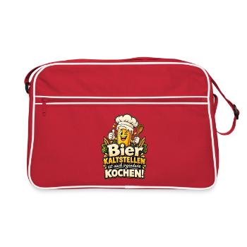 Bier kaltstellen ist auch irgendwie Kochen! - Retro Tasche - Rot/Weiß - Vorne