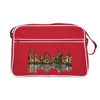 Blick auf Delft - Retro Tasche - Rot/Weiß - Vorne