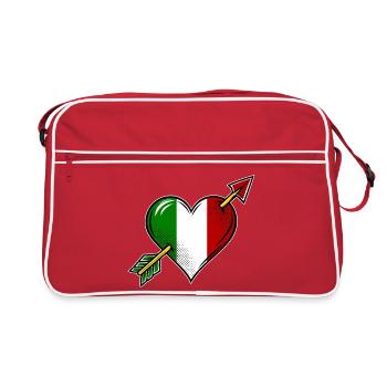 Italien Flagge Herz mit Pfeil - Retro Tasche - Rot/Weiß - Vorne