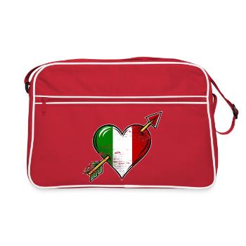 Italien Flagge Herz mit Pfeil used look - Retro Tasche - Rot/Weiß - Vorne