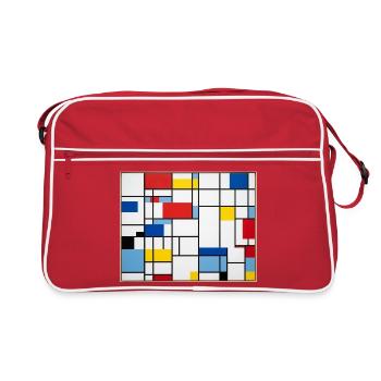 Mondrian Lines Primärfarbenspiel - Retro Tasche - Rot/Weiß - Vorne