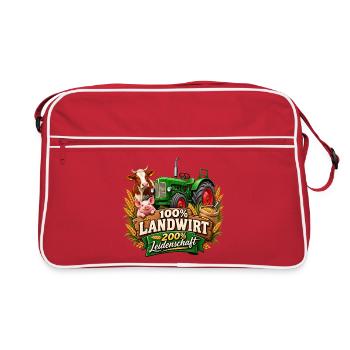 Landwirt Leidenschaft Traktor Design - Retro Tasche - Rot/Weiß - Vorne