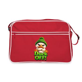 Ente Mütze Grimmig Duck Off - Retro Tasche - Rot/Weiß - Vorne