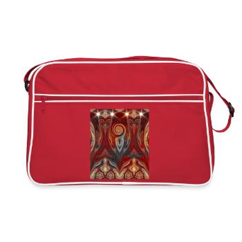 Weihnachtspiralmuster mit Raben Silhouette  - Retro Tasche - Rot/Weiß - Vorne