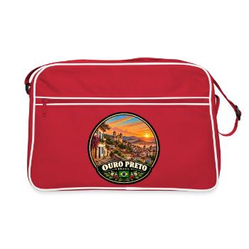 Ouro Preto Brasilien Stadt Landschaft Berge - Retro Tasche - Rot/Weiß - Vorne