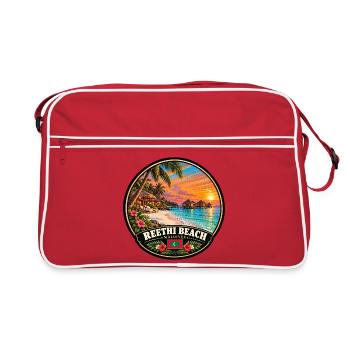 Reethi Beach Malediven Strand Meer Sunset - Retro Tasche - Rot/Weiß - Vorne