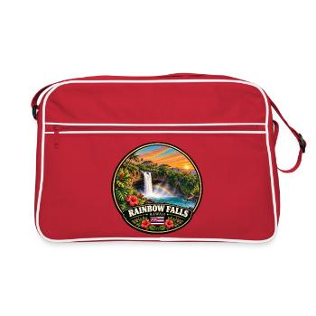 Rainbow Falls Hawaii Wasserfall Natur Wald - Retro Tasche - Rot/Weiß - Vorne
