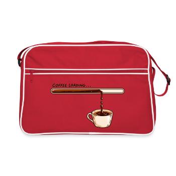 Coffee Loading Kaffee Spruch für Kaffeeliebhaber - Retro Tasche - Rot/Weiß - Vorne