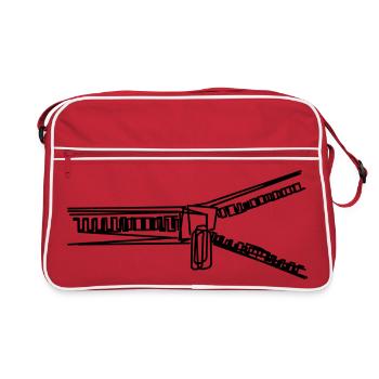 Reißverschluss handgezeichnet - Retro Tasche - Rot/Weiß - Vorne