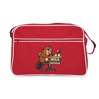 Holz All Inclusive Biber im Café - Retro Tasche - Rot/Weiß - Vorne