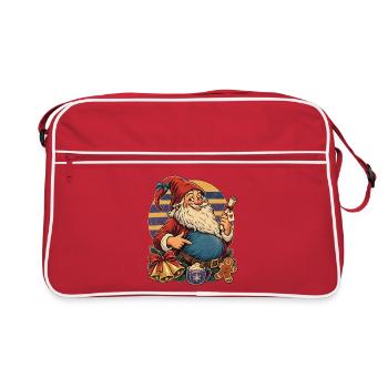 Christmas Schwangerer Wichtel Retro Mama - Retro Tasche - Rot/Weiß - Vorne