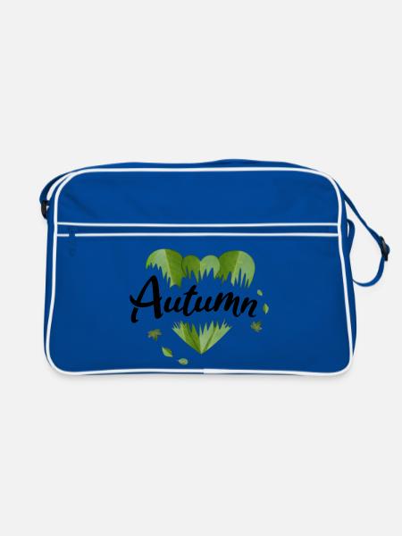 Herbst Herbstblätter Blätter - Retro Tasche - Blau/Weiß
