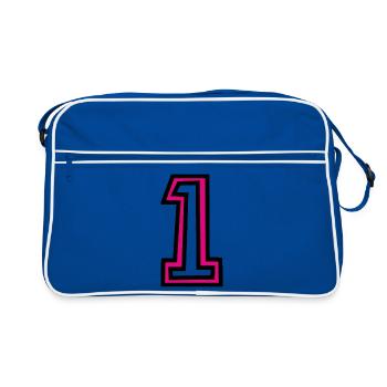 1. 1 AN. 1er ANNIVERSAIRE. ANNIVERSAIRE 1 AN - Sac Retro - bleu/blanc - Devant