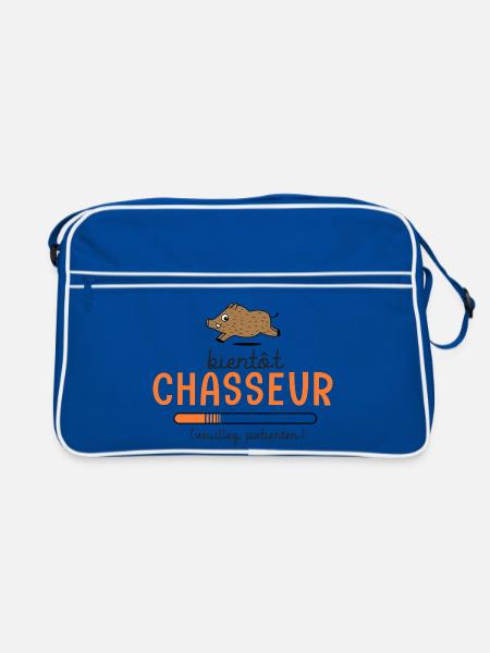 Bientôt Chasseur Body Bébé Cadeau Papa Chasse - Sac Retro - bleu/blanc