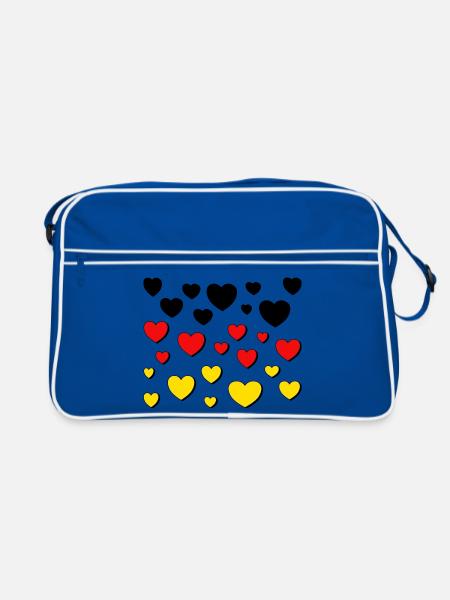 deutschland schwarz rot gold - Retro Tasche - Blau/Weiß