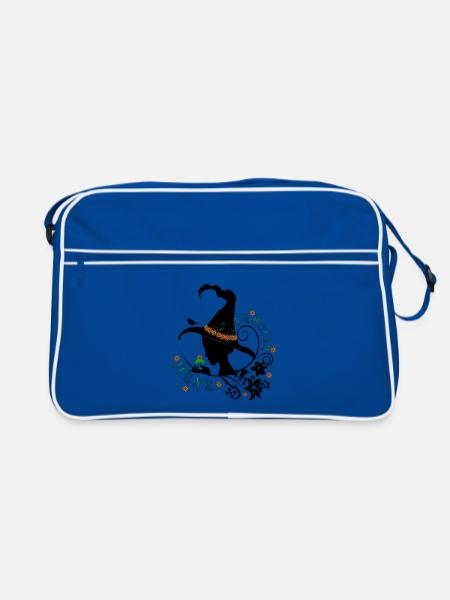 Kräuterhexe Hexe Natur Kräuter Wildpflanzen Bio - Retro Tasche - Blau/Weiß