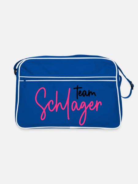 Team Schlager - Schlagerparty - Schlagermusik - Retro Tasche - Blau/Weiß - Vorne