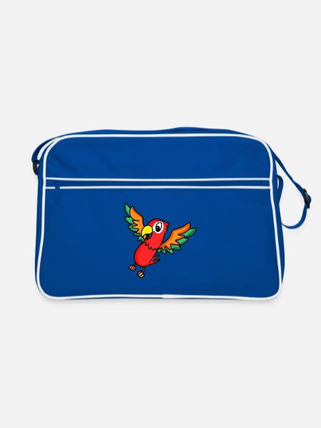 Papagei - Retro Tasche - Blau/Weiß