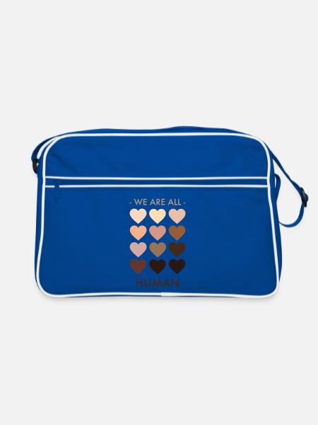 We are all human - Retro Tasche - Blau/Weiß