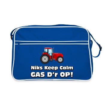 agriculteur - Rien de calme, du gaz dessus! Tracteur de producteurs - Sac Retro - bleu/blanc - Devant