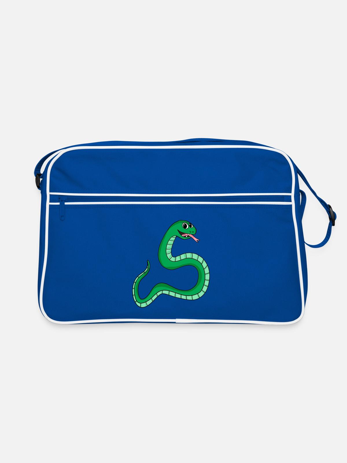 Schlange - Retro Tasche - Blau/Weiß - Vorne