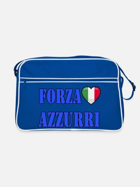 Forza Azzurri Italien Trikot - Retro Tasche - Blau/Weiß