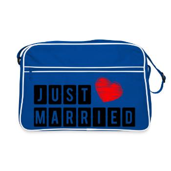 FRISCH VERHEIRATET. ICH LIEBE DICH. ICH LIEBE DICH. LIEBE. LIEBE. - Retro Tasche - Blau/Weiß - Vorne