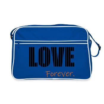 ICH LIEBE DICH. ICH LIEBE DICH. LIEBE. LIEBE. HERZ. - Retro Tasche - Blau/Weiß - Vorne